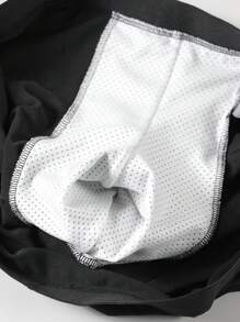 Men's Black Boxer Briefs With Arrow & Letter Print, Elastic Comfortable Underwear