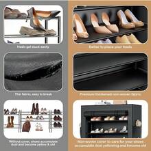 10-Tier Free Standing Shoe Rack Sturdy Shoe Rack Organizer For Closet Entryway Stackable Shoe Shelf With Dustproof Cover,Black
