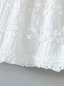 2 件女童休闲荷叶边无袖上衣 + 配套荷叶边喇叭裤套装