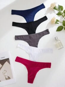 5 件/包舒适贴身女式丁字裤，柔软内衣适合运动和日常使用，多件装 S-XL 码，适合所有季节 - 彩色 - 查看 4