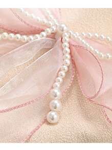 1pc/2pcs Pearl Bow Curtain Tiebacks, Pastoral Style Decorative Pearl Bow Pins