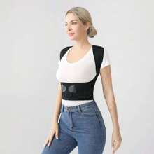 1 件女士夏季背部支撑姿势矫正器，可调节肩部和背部矫正器，缓解上背部和下背部疼痛，防止驼背矫正姿势锻炼腰带适合锻炼家庭运动和散步