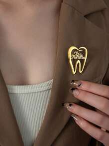 1Pc Personalized Badge, Custom Personalized Name Pin, Men's And Women's Stainless Steel Brooch Dental Dentist Brooch, Matte Craft Brooch, Badge Clothing Accessories, Light Luxury And High-End Gifts, Valentine's Day Gifts, Christmas Gifts - Multicolor - View 6