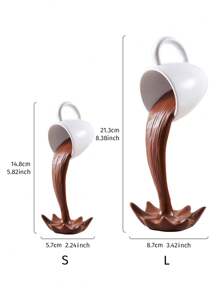 1 件悬浮树脂装饰漂浮咖啡杯，创意反重力倾斜咖啡杯装饰，适用于家庭、咖啡厅装饰和创意摄影道具