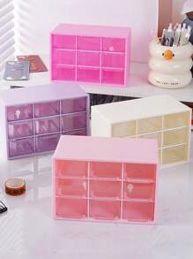 1 pièce Boîte de rangement de bureau à 9 compartiments, boîte de rangement pour bijoux et petits objets, organisateur transparent à plusieurs compartiments, résistant à l'usure, boîte de rangement pour bijoux à 9 compartiments, organisateur de maquillage et de divers éléments, résistant à la poussière.