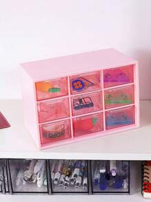 1 pièce Boîte de rangement de bureau à 9 compartiments, boîte de rangement pour bijoux et petits objets, organisateur transparent à plusieurs compartiments, résistant à l'usure, boîte de rangement pour bijoux à 9 compartiments, organisateur de maquillage et de divers éléments, résistant à la poussière.