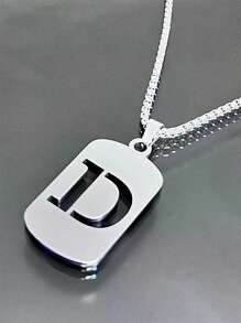 1 件 A-Z 26 个字母吊坠项链，钛钢链，男女通用学生情侣配饰，简约百搭设计，
