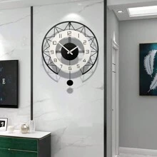 1 pieza Reloj de pared oscilante dorado, de gran tamaño, de metal, con movimiento silencioso, estilo pastoril para decoración de jardín, reloj moderno y creativo para uso en interiores y exteriores, decoración de habitación, decoración de dormitorio, decoración de vuelta al colegio, decoración del hogar