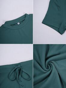 GAOVOT Women's Two Pieces Autumn Y2K Sportswear Casual Daily Solid Color Short-Sleeved Round-Neck T-Shirt Slim Straight-Leg Long Pants Set