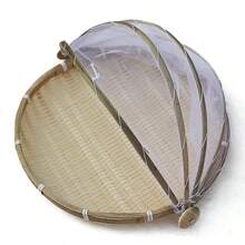 1 pieza Cubierta de red para alimentos, cesta de almacenamiento tejida a mano, bandeja de cesta tipo carpa, cesta para fruta, verdura, pan, ambiente simple, cesta de malla para picnic - Negro - Ver 7