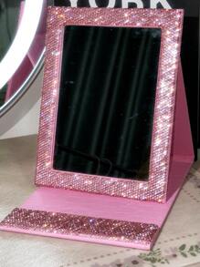 1个镶钻心形化妆镜，奢华闪亮水晶水钻手柄镜，适合旅行、居家或送礼，化妆，价格实惠，房间装饰，梳妆台，旅行，卧室，化妆配件，镜子，化妆镜，迷你镜，粉盒镜，小镜子，手持镜，价格实惠，圣诞礼物，化妆品，化妆工具，便宜货，礼物，女士礼物，圣诞礼物