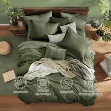 Melex Reversible Comforter Set, Bedding Sets 7 Pieces, Cationic Dyeing Bed In A Bag With Comforter, Sheets, Pillowcases & Shams - Olive Green - View 2