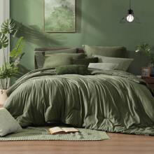 Melex Reversible Comforter Set, Bedding Sets 7 Pieces, Cationic Dyeing Bed In A Bag With Comforter, Sheets, Pillowcases & Shams - Olive Green - View 1