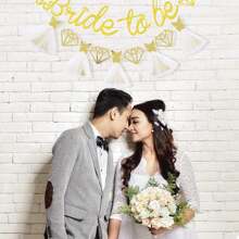 Gold Sliver And Rose Gold Bride To Be Banner Sign Double Sided Glitter Paper 3D Wedding Dress Rhinestone Bride Garland For Bridal Shower Engagement Wedding Bachelorette Just Married Party Decorations Supplies