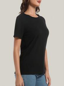 HIGHFINE Women's Short Sleeve Basic Shirt Round Neck T-Shirt Loose Fit Fashion Top Casual Summer Wear