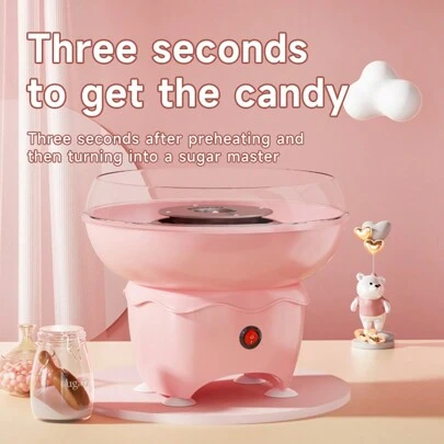 HONGMEI Máquina de hacer algodón de azúcar en miniatura, incluye cuchara para azúcar, fácil de usar, máquina de algodón de azúcar portátil de color rosa retro, adecuada para cumpleaños, hogar, fiestas, regalo de Navidad