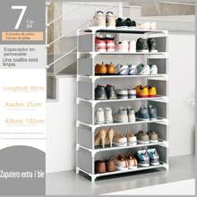 Zapatero extraíble marca Tumey con zapateros de 4 5 6 y 7 niveles, estructura de acero y conexiones de plástico para guardar y guardar zapatos - Gris - Ver 4