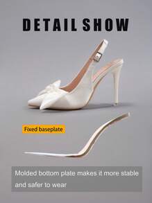 Fall/Winter 2025 Women's Bowknot Pointy Toe Super High Heel Fashion Satin Party Wedding White Stiletto Sandals, Elegant, Women Pumps, Elegant,Pointed Heels - White - View 11