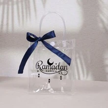 5 sztuk Eid Mubarak torba prezentowa Ramadan Kareem woreczek z tworzywa sztucznego woreczek na ciasteczka i cukierki muzułmańskie islamskie artykuły dekoracyjne na imprezę Ramadan