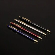 1pc Metal Ballpoint Pen With Customized Logo Engraving, Personalized Wedding/Memorial Gift, Thanksgiving/Teacher's Day Present Back To School - Multicolor - View 3