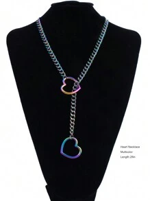 Women's Handmade Punk Gothic Style Heart-Shaped Sliding Chain Necklace - Heart - View 5