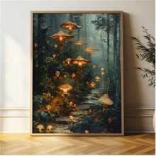 1PC Enchanting Forest Canvas Poster, Dark Gothic Fantasy, Mysterious Forest Mushroom Fungi, Magical Magic Landscape, Fairy Magic Plants, Folk Art Poster Wall Art, Decorative Art Modern Style, Used For Wall Decoration - Indoor And Outdoor Artwork, Suitable For Home Office, Bathroom, Living Room, Bedroom, Restaurant, Art Mural, Creative And Interesting Wall Art, Ideal Gift(No Frame) - Multicolor - View 3