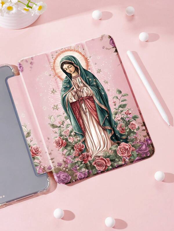 1pc Goddess, God Pattern Flat Protective Case Compatible With IPad 10.2 Inch, IPad Pro 11 2021/2020/10th Gen/Mini4/5/6, Galaxy Tab A8 10.5 Inch 2022, Matepad 10.4/Tab, With Pen Slot, Anti-Drop, Tablet Stand Case