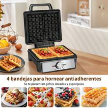 Aigostar Máquina de Gofres Eléctrica de 1200W, Plancha para Desayuno con Revestimiento Antiadherente, Capaz de Hornear 4 Gofres a la Vez, Ideal para Hogar o Restaurante - Negro - Ver 8