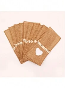10 件/包 粗麻布蕾丝餐具架，婚礼派对装饰餐具口袋配件 - 多 - 查看 1
