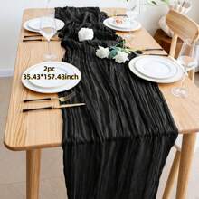 1/2pcs 90*180/300/400cm Red Bohemian Style Sheer Fabric Table Runners, Suitable For Party, Dining Table Decor, Valentine's Day, New Year, Engagement, Wedding, Shower, Birthday (Multiple Colors)