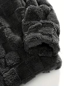 男士简约抓绒卫衣，休闲日常穿着，适合秋冬季节，长袖上衣 - 深灰色 - 查看 3