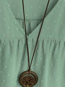 Plus Size Women Casual Vacation Shirt Blouse For Spring - Mint Green - View 5