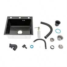 "5045 Black Diamond Kitchen Sink With Drain Set And Soap Dispenser" - Black - View 7