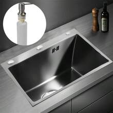 "5045 Black Diamond Kitchen Sink With Drain Set And Soap Dispenser" - Black - View 4