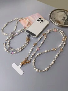 水晶莱茵石球挂绳带 - 斜挎/单肩款式，长度较长，适合户外、旅行、摄影、购物，可与手机兼容，可作为送给母亲、家人、朋友、生日、节日的礼物，手机挂饰，手机链