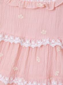 Young Girl' Adorable Embroidered Princess Dress Short Casual Dress, Wedding/Birthday Luxury Formal Dress - Pink - View 7