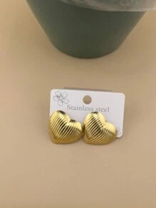 1 par/4 pares de aretes minimalistas con forma de corazón y flor geométrica, aretes mini ligeros y compactos de nicho coreano para mujeres