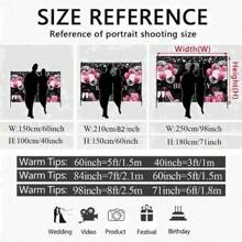 1 pieza Pancarta de feliz cumpleaños color rosa y dorado, tela de fondo de fotografía de cumpleaños con purpurina, pancartas de cumpleaños en negro, rosa y oro, cartel de feliz cumpleaños en rosa y oro, decoración para mujeres y Navidad - Multicolor - Ver 2