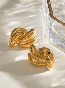 Uworld 1 对女士复古几何十字线设计耳环 18K 镀金不锈钢耳环时尚百搭适合日常佩戴、派对、度假等。 - 復古 - 查看 6