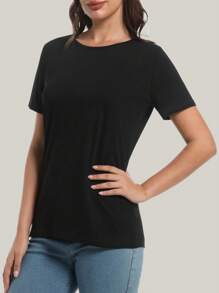 HIGHFINE Women's Short Sleeve Basic Shirt Round Neck T-Shirt Loose Fit Fashion Top Casual Summer Wear