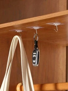 100-1 件防损粘钩，强力粘性墙钩，防损，适合悬挂在门、墙壁上，防水、防锈，非常适合家庭在厨房、浴室、客厅使用，无需钻孔 - 無色 - 查看 2