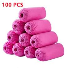 Disposable Boot Shoe Covers 100 Count Foot Booties Shoe Coverings Non Slip Shoe & Boot Covers For Indoor Outdoor Home Workplace - Pink - View 1