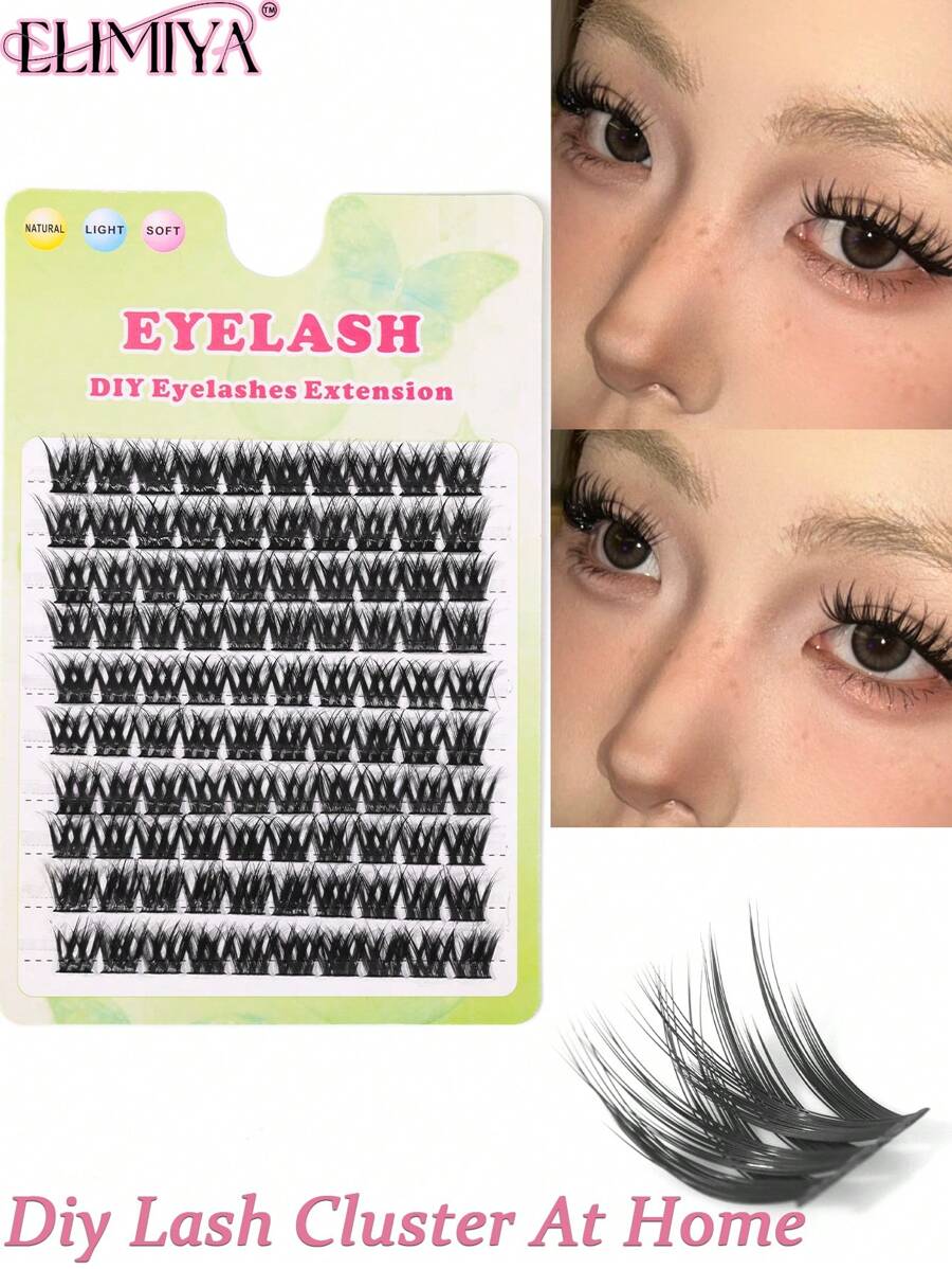 Pestañas postizas naturales con gran capacidad de 200 racimos con rizado D, de 12 mm de largo, densas y cruzadas, para hacer DIY