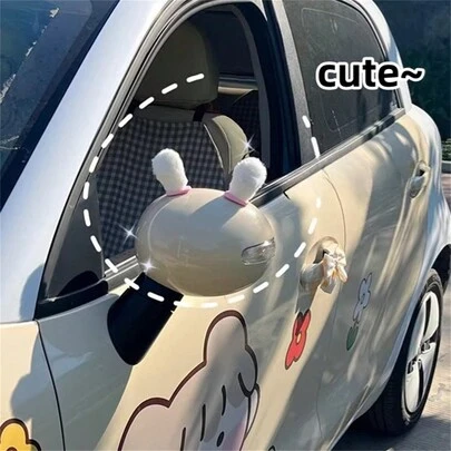Xe điện Xe sáng tạo Gương chiếu hậu xe Tai thỏ dễ thương Đồ trang trí Bảng điều khiển trung tâm Đồ trang trí Vật dụng trang trí