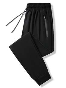 Pantalones de senderismo para hombres, ligeros, de secado rápido, transpirables e impermeables, adecuados para camping, pesca, correr y actividades atléticas, estilo jogger con cintura con cordón y bolsillos con cremallera