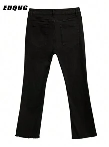 Men's Solid Slant Pocket Slim Fit Jeans Long Washed Flare Cross Print Jeans Solid Black Party Streetwear, Rapper, Emo Style