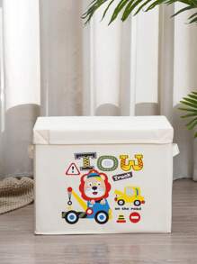 Washable Oxford Fabric Storage Basket, Rectangular Home Organizer Box With Lid, 27L Capacity, For Clothes, Toys, Accessories