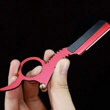 Men's Hair Clipper & Shaver, 1 Pc Straight Edge Trimmer With Replaceable Blades, Stainless Steel Folding Manual Razor, Beard Grooming Tool Suitable For Professional Salon SPA Beauty Parlor, Shaving, Precision Trimming, Eyebrow Grooming