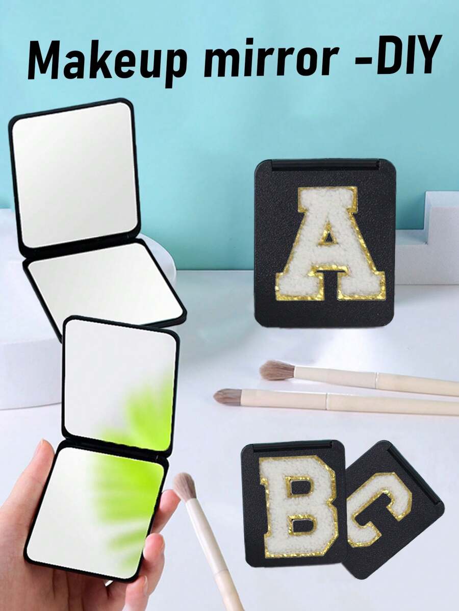 1 定制 26 个字母双面折叠化妆镜,小方形紧凑型便携式口袋镜,适合学生、女孩、女士、旅行 - 多色 - 查看 1