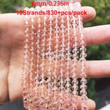 Al por mayor 10 hebras / 830+ piezas Cuentas de cristal brillante de 6 mm / Cuentas para vacaciones / Cuentas de cristal de estilo austriaco / Cuentas de cristal facetadas / Cuentas de cristal de forma redonda de colores para pulseras / collares / tobillos / aretes Haciendo joyas / Cuentas sueltas DIY / Cuentas espaciadoras de cristal / Decoración de boda / Decoración del árbol de Navidad / Decoración navideña / Decoración de la habitación